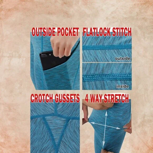 ODODOS High-Waisted Yoga Leggings – SpaceDye Blue (L) - Picture 6 of 8